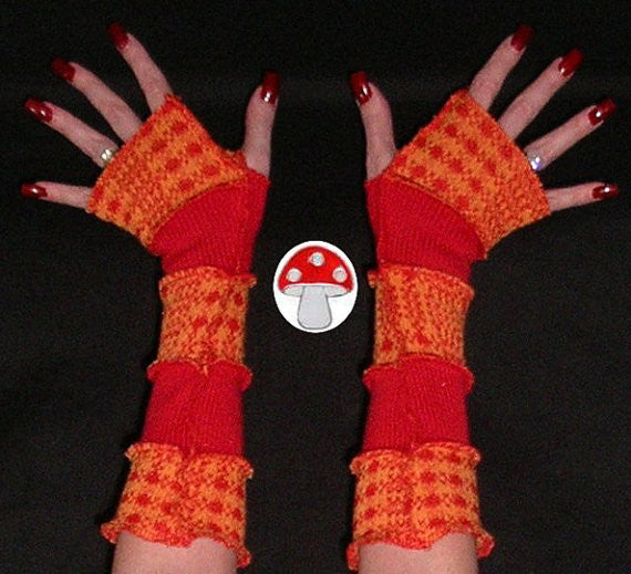 recycled fingerless gloves