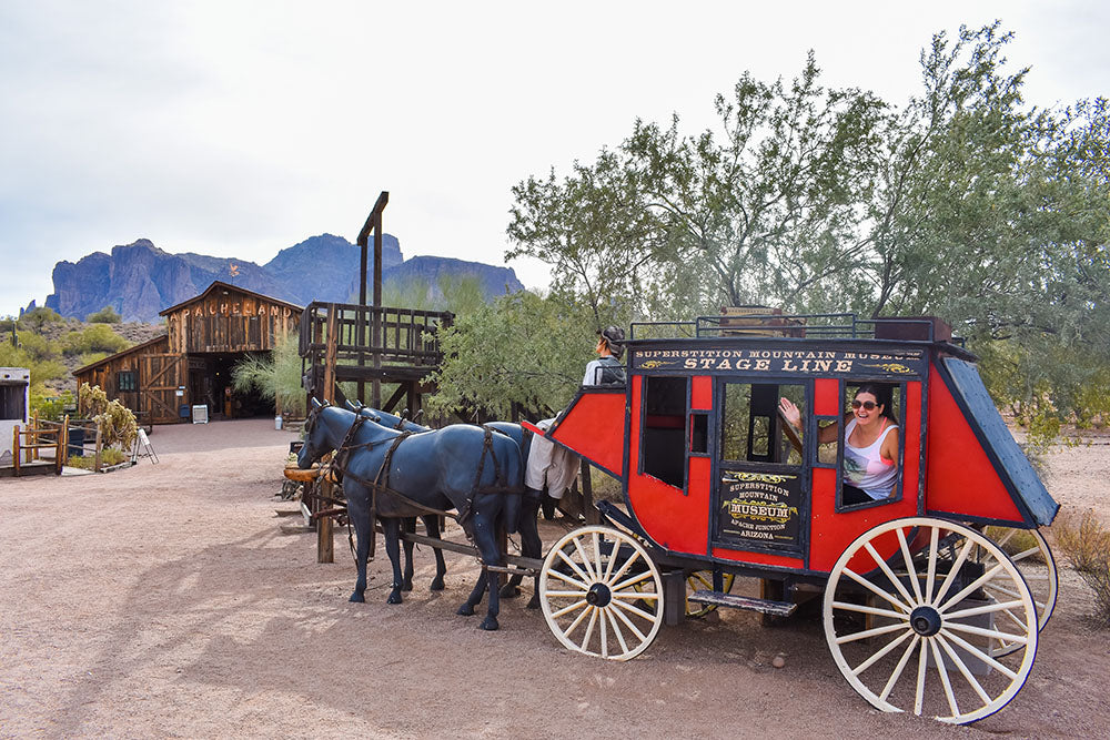 Superstition Mountain - Lost Dutchman Museum had some interesting southwest artifacts to explore including a stagecoach! Spring Road Trip with Davis Taylor Trading Co