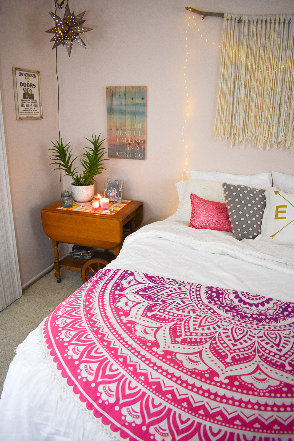 Create a dreamy paradise that reflects your style with the addition of a round hippie tapestry. On the foot of the bed, over a night stand, on the wall, or draped over a chair, a roundie is a must have for any boho bedroom (or dormroom). 