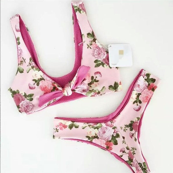 Pink floral bikini
