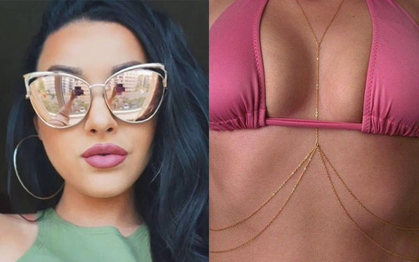 Gold mirrored sunglasses and body chain