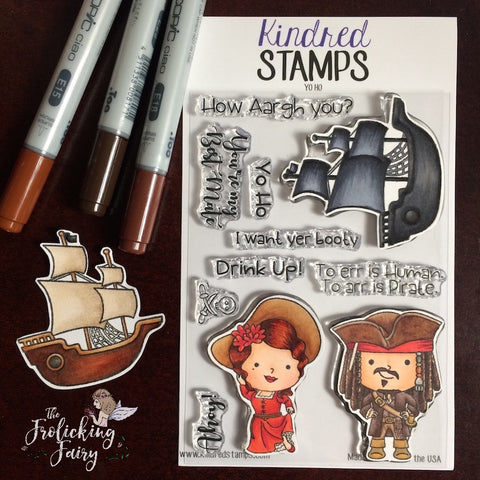 #thefrolickingfairy #kindredstamps #yoho #arr #iwantyerbooty #pirate #pirateship #pirateslife #copiccoloring #bestmate #ahoy