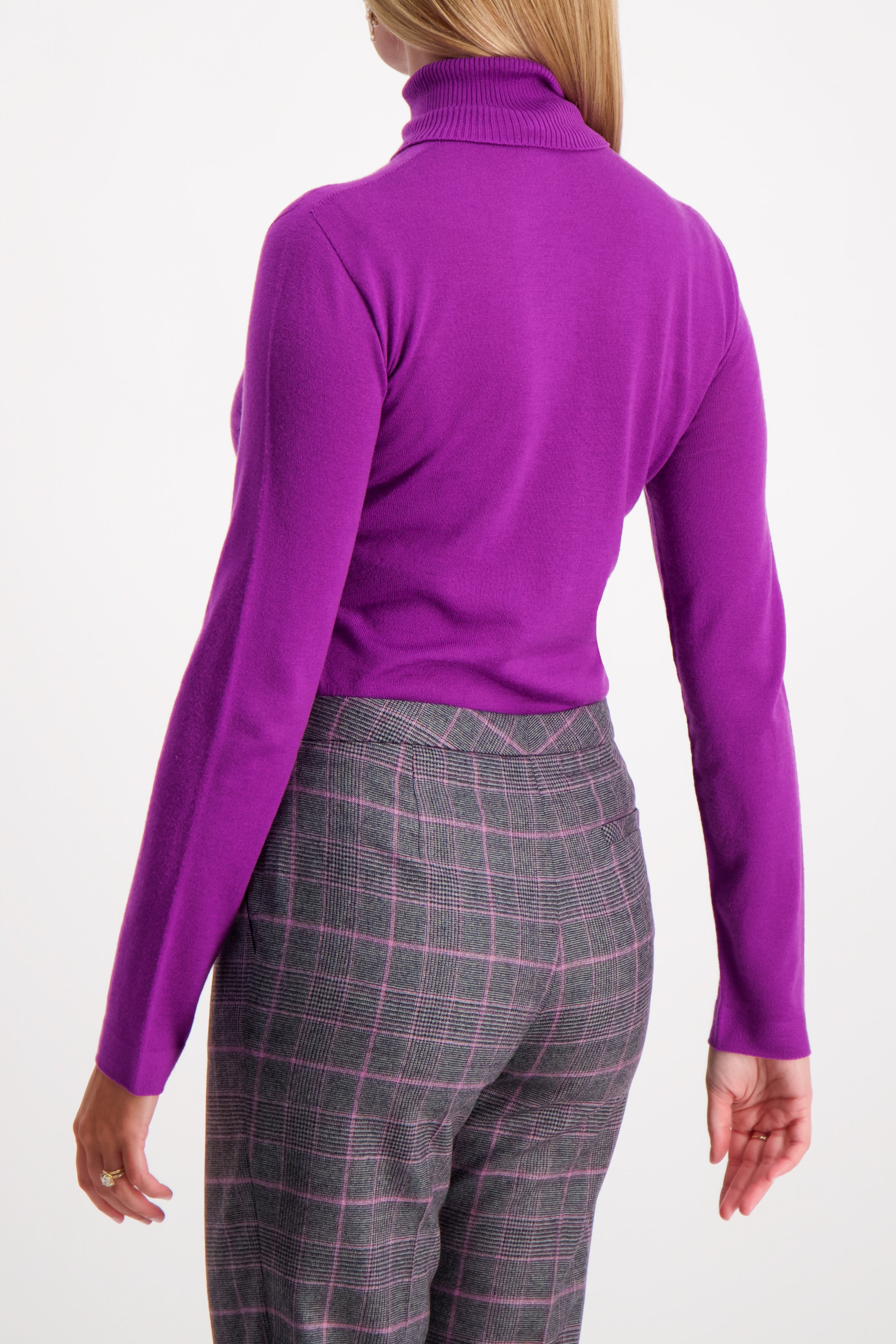 Back Crop Image Of Model Wearing Escada Sbella Turtleneck Sweater (1978023411827)(1978023411827)