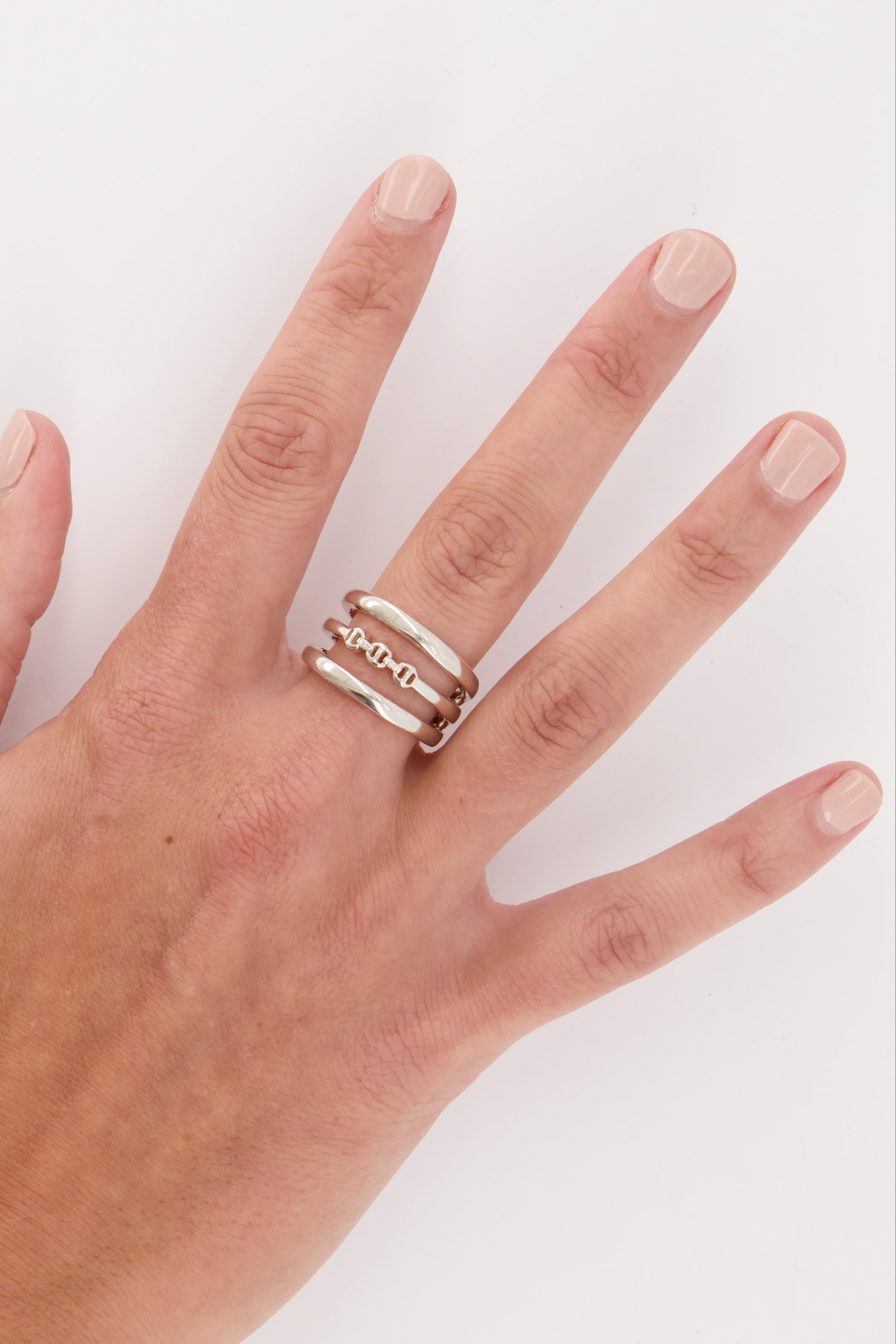 Image of Hoorsenbuhs Asset Ring With Diamond Hits on back of model's hand