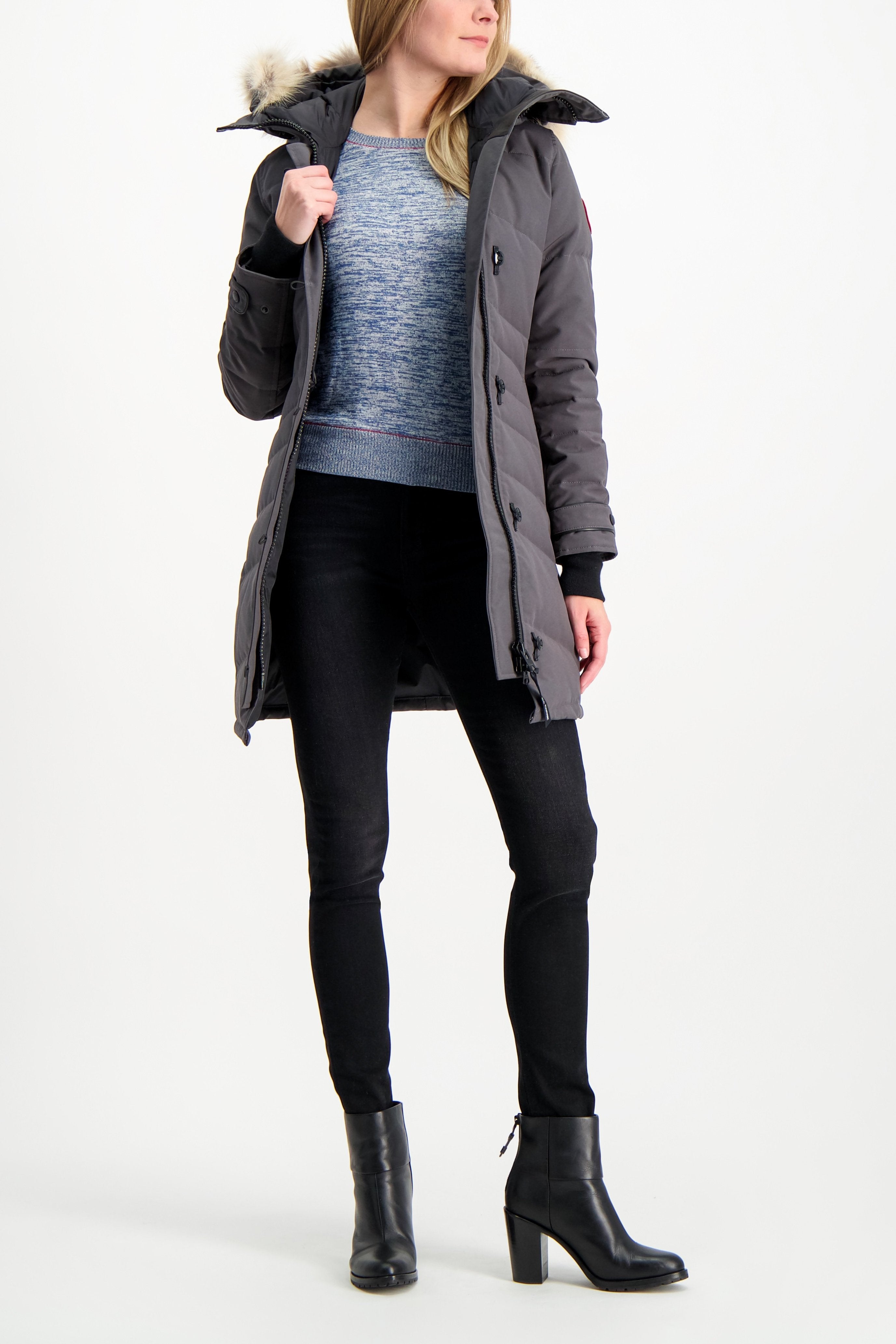 Full Body Image Of Model Wearing Rag & Bone Women's Long Sleeve Avryl Pullover