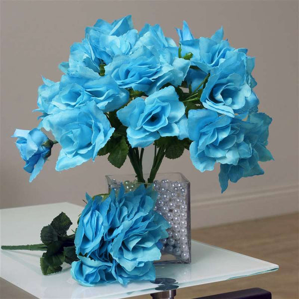 Silk Open Rose - Turquoise - 84 Pk 