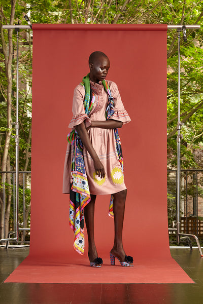 Cynthia Rowley Resort 2017 look 16 featuring a pink printed knee length dress