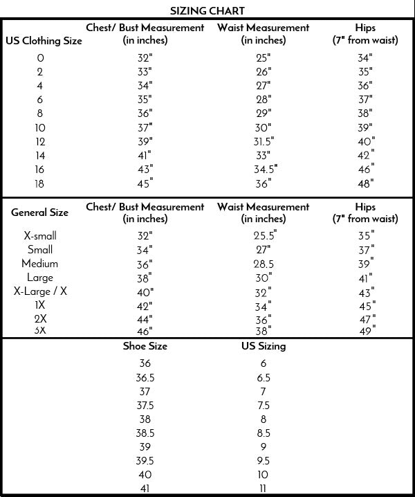 Sizing Chart