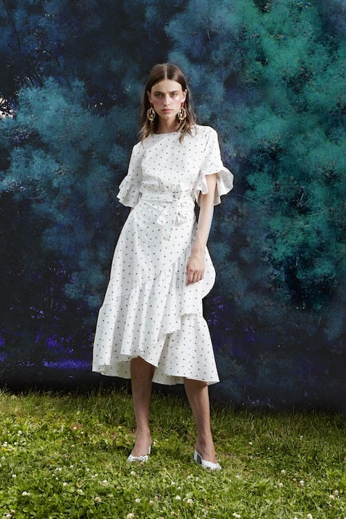 Cynthia Rowley Resort 2018 Look 3 featuring a rosebud printed cotton wrap dress