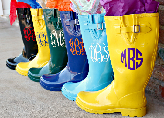 monogrammed rubber boots