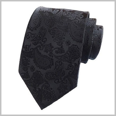 All Black Paisley Silk Tie