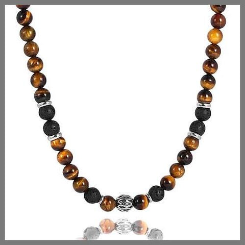 Brown tiger eye bead chain necklace