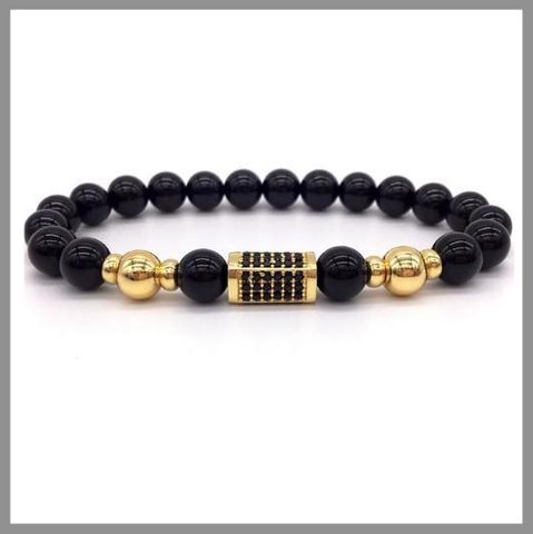 Black Beaded Bar Bracelet