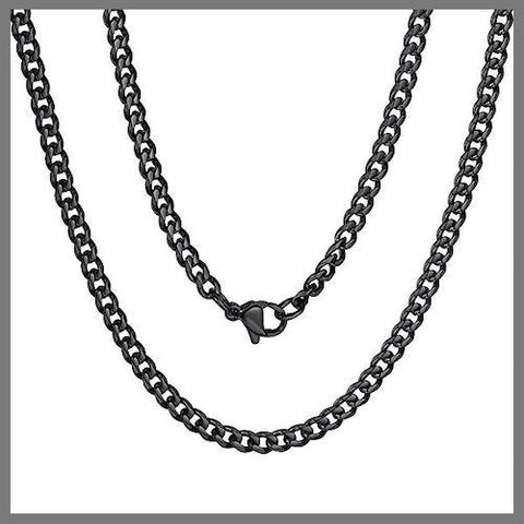 Black curb chain necklace for men