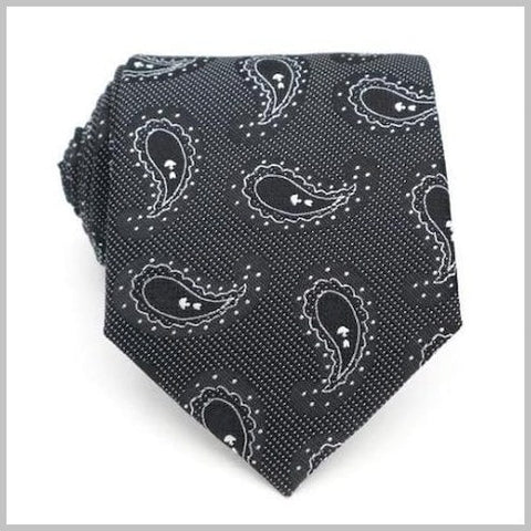 Black Foulard Paisley Silk Tie