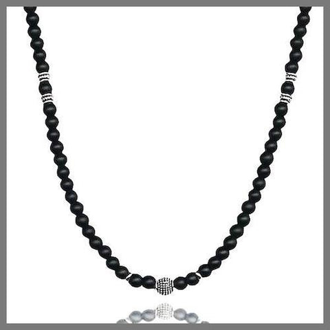 Black onyx bead chain necklace