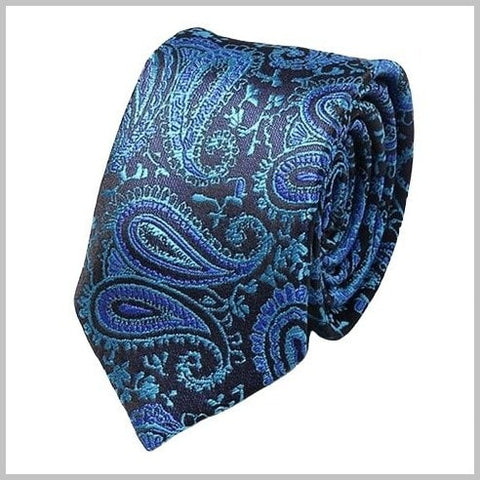 Ocean Blue Paisley Silk Tie