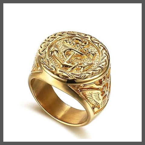 Gold signet pinky ring