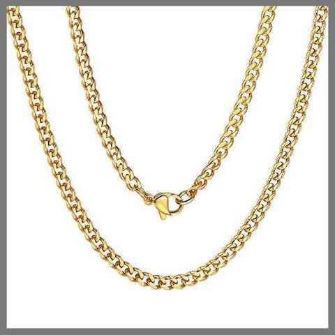 Gold curb chain necklace for men