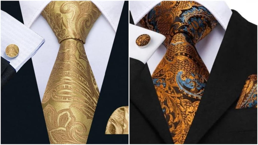 Gold Paisley Ties For Men