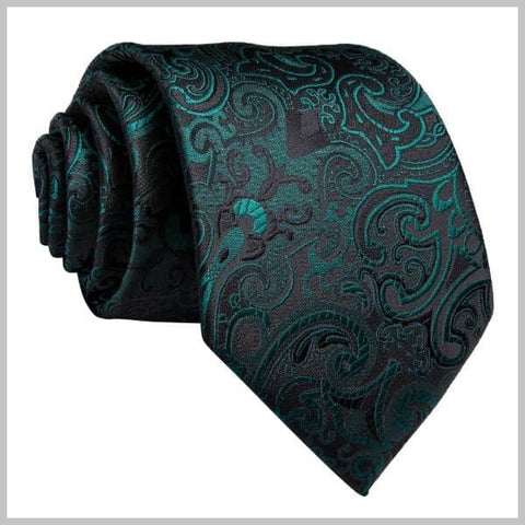 Black and green floral tie made of silk