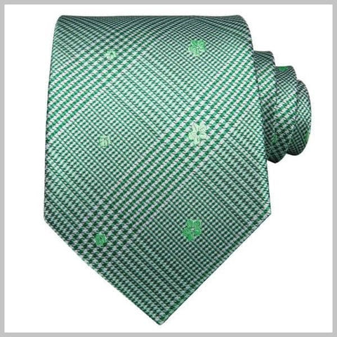 Green silk tartan floral tie set
