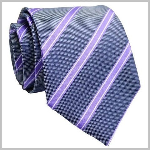 Grey Lavender Striped Silk Tie