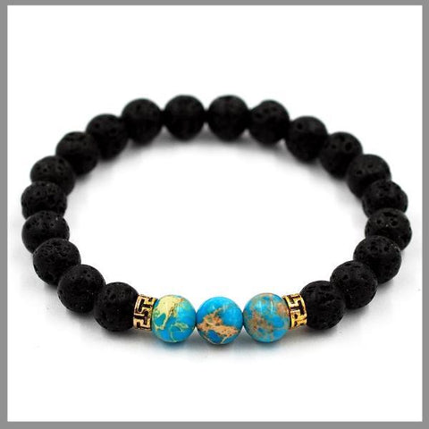 Lava Stone Bracelet With Turquoise Beads