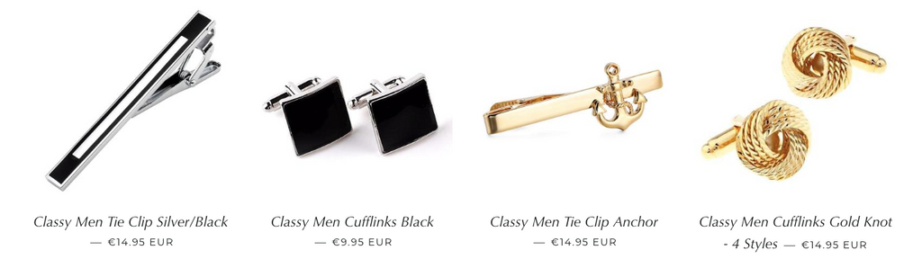 Matching tie clip and cufflinks by CMC