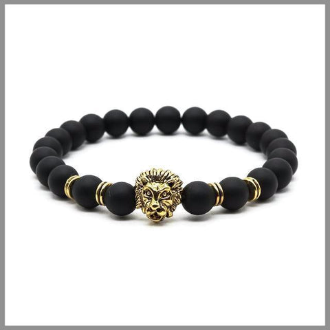 Beaded lion bracelet with gold details