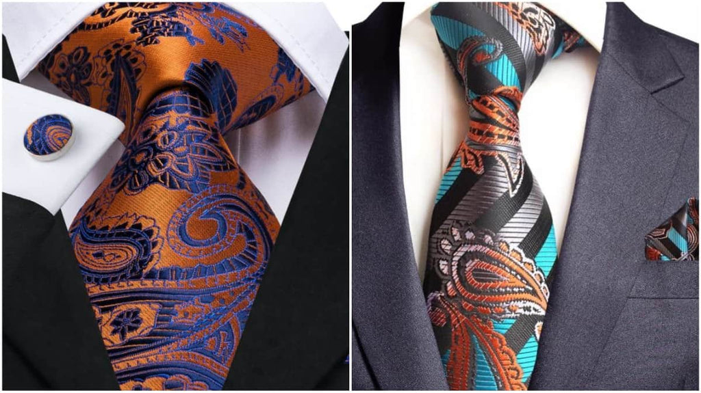 Orange Paisley Ties For Men