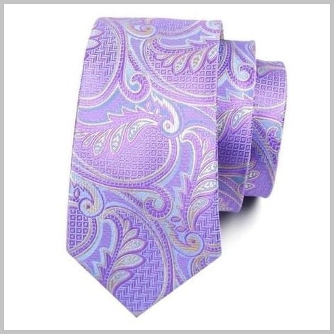 Pastel Lilac Lavender Paisley Silk Tie