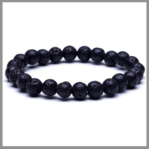 Mens Black Lava Stone Bracelet