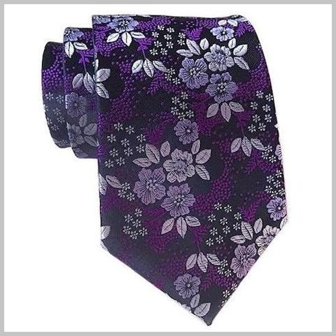 Purple Floral Silk Tie