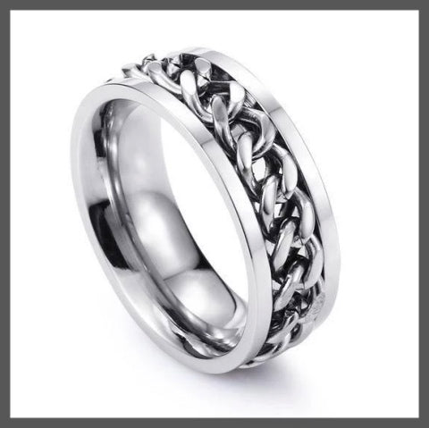 Silver band pinky ring for men
