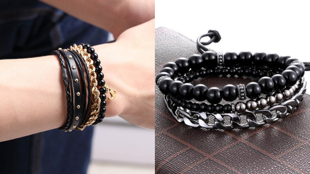 Mens Stacked Beaded Bracelets