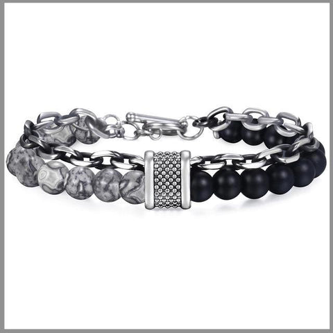 Stone bead bracelet with chain