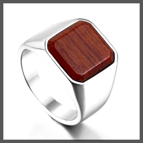 Wood pinky ring for men