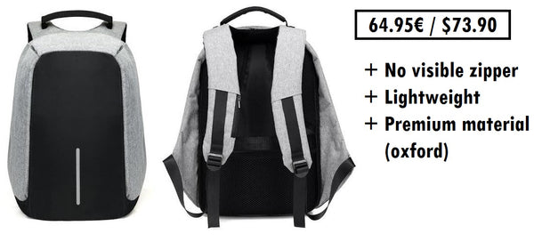 Anti-theft backpack without a visible zipper