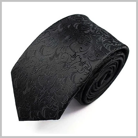 Black floral luxury silk wedding tie