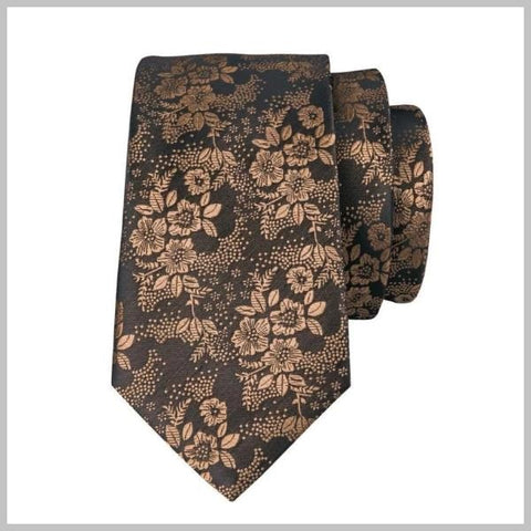 Rose gold & black floral silk tie