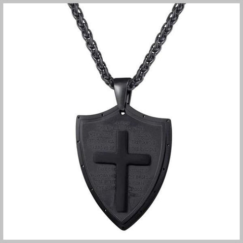Black shield of faith necklace