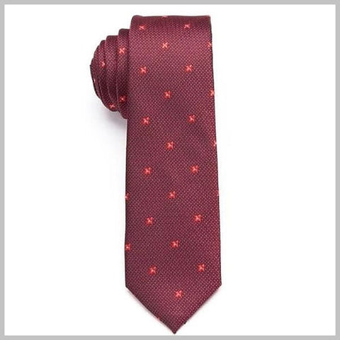 Burgundy skinny floral tie