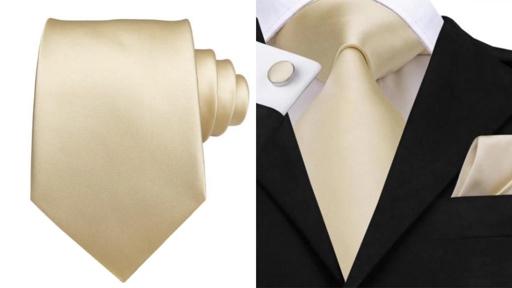 Champagne gold silk tie for men