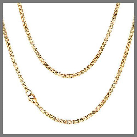 Gold box chain necklace
