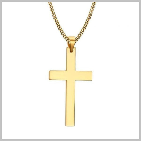 Gold Christian cross necklace with chain
