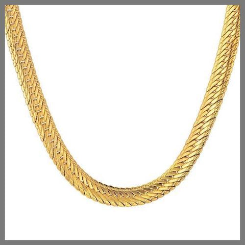Gold herringbone chain necklace
