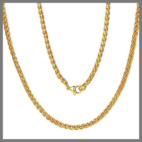 Gold wheat chain necklace