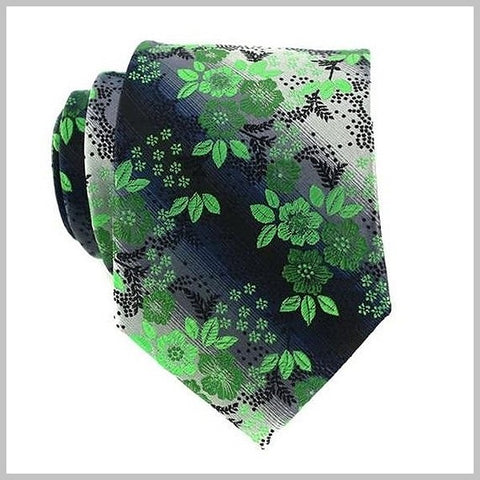 Green gradient floral silk tie