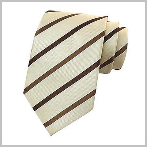 Ivory striped silk wedding tie